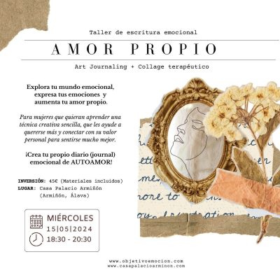 Taller amor propio art journaling, collage terapeutico